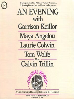 An Evening With Garrison Keillor, Maya Angelou, Laurie Colwin, Tom Wolfe and Calvin Trillin - Audiobook